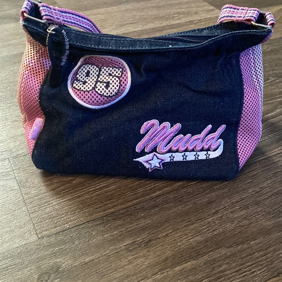 Mudd Handbags - Y2K Mudd Denim & Pink Mesh Shoulder Bag Purse